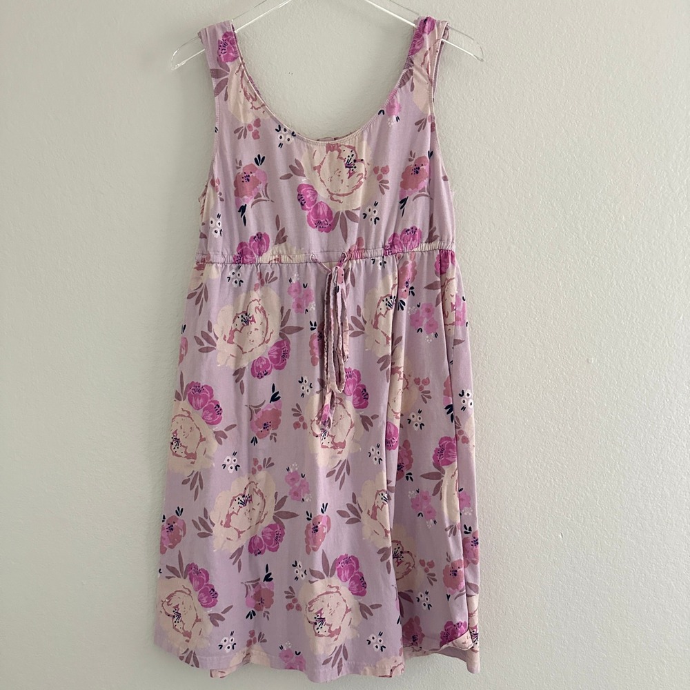 Baby Be Mine Maternity Nursing Dress S/M Purple Floral Snap Front Nightgown